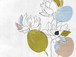 GIN2202LO - Azzurro | Carta da parati fiori di loto